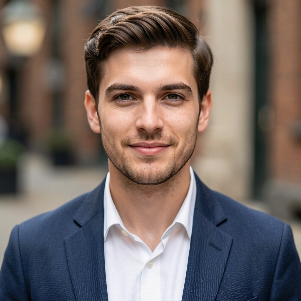Portrait of Jasper Linwood, contributing writer at Telova Field Notes, photographed in a London editorial studio